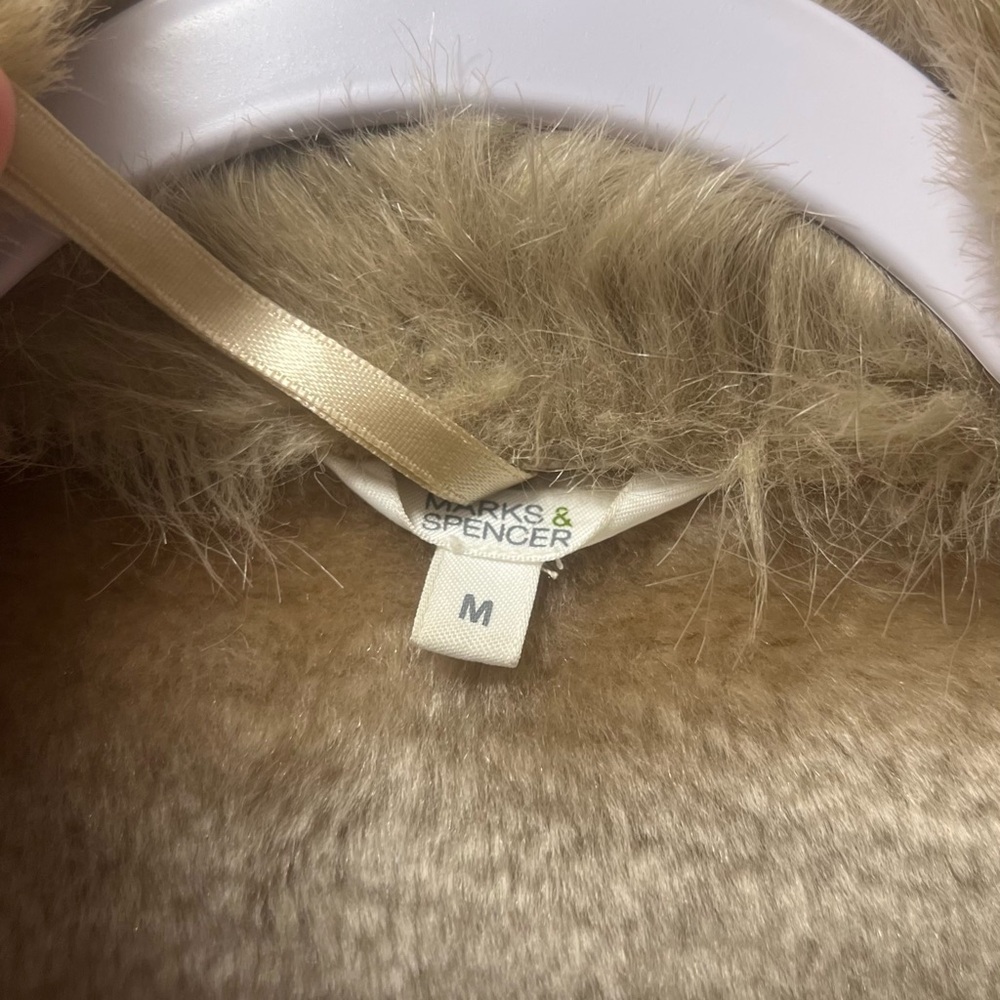 Marks & Spencer 70s style beige afghan faux suede and fur jacket coat size M - Picture 4 of 4